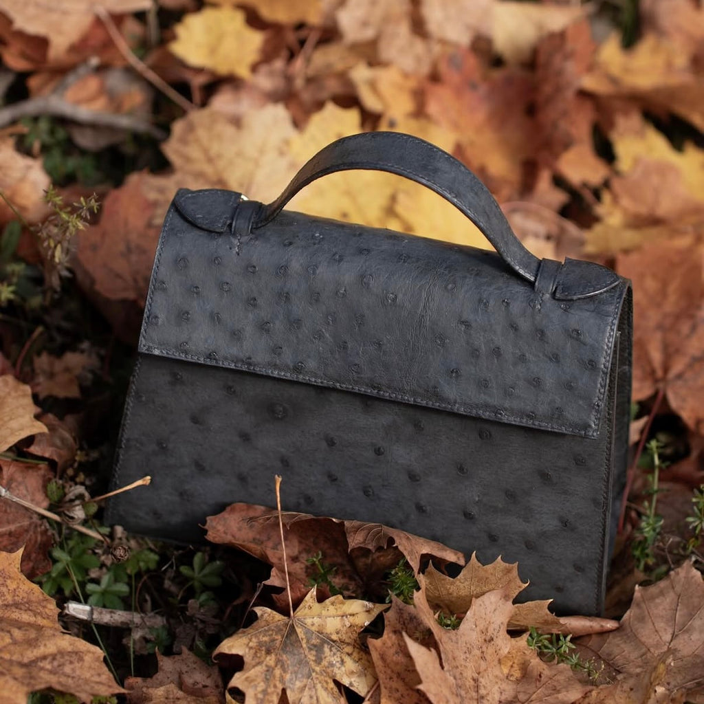 Raka linjer handbag in Ostrich