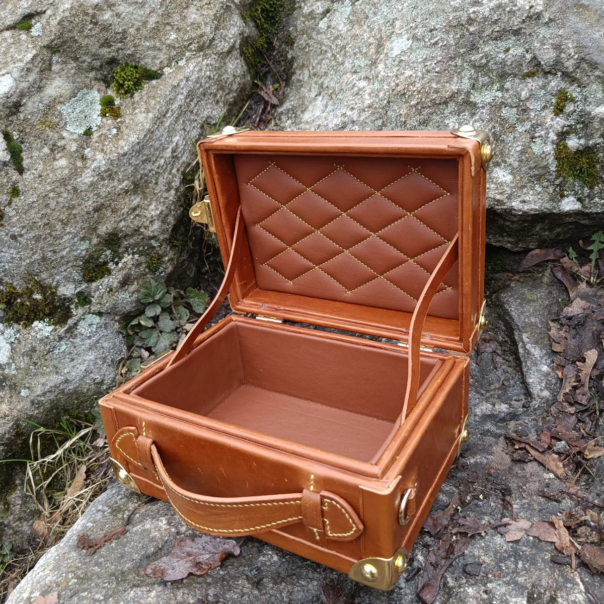 Mini leather trunk
